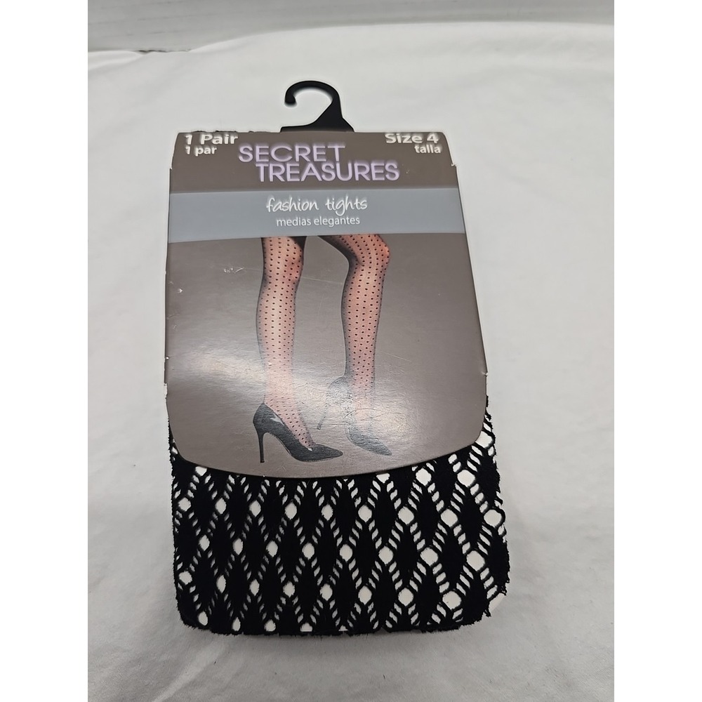 Secret Treasures Women's Fashion Tights Black Mini Argyle Size 4 NEW‎